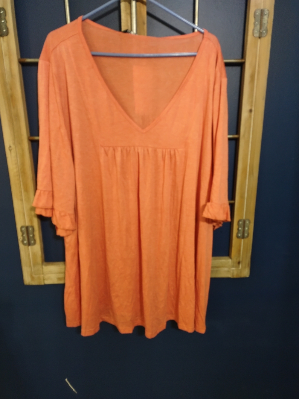 Source Unknown Orange V-Neck Babydoll Tunic